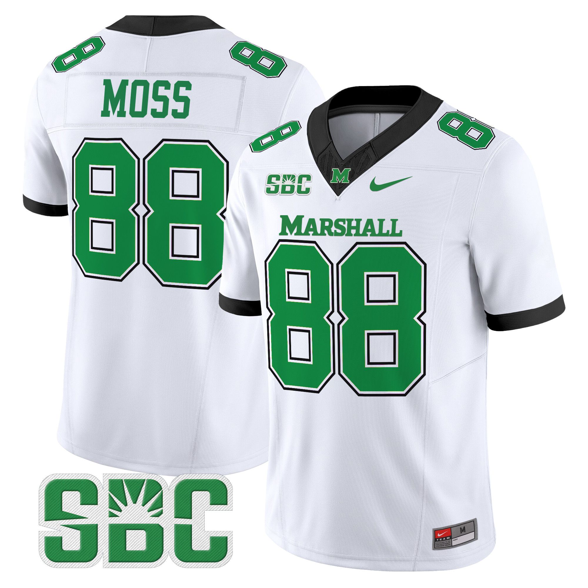 Men Marshall Thundering Herd #88 Moss White Nike 2024 Vapor Limited NCAA Jersey